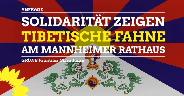 Tibetische Fahne am Mannheimer Rathaus