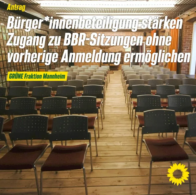 Barrieren abbauen. Bürger*innenbeteiligung stärken. Zugang zu BBR Sitzungen ohne vorherige Anmeldung ermöglichen.